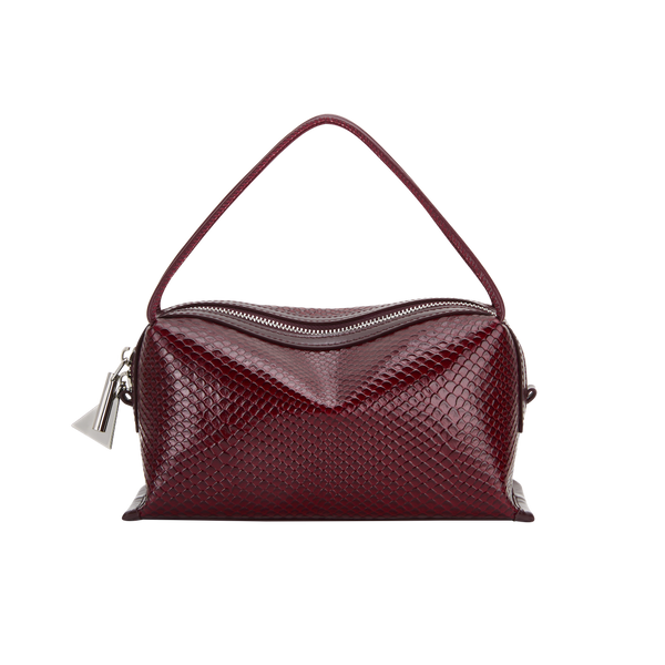 Maroon Python Café Mini Bag: Crossbody Handbag - Verafied New York