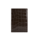 Mocha Croc Embossed Passport Cover Wallet
