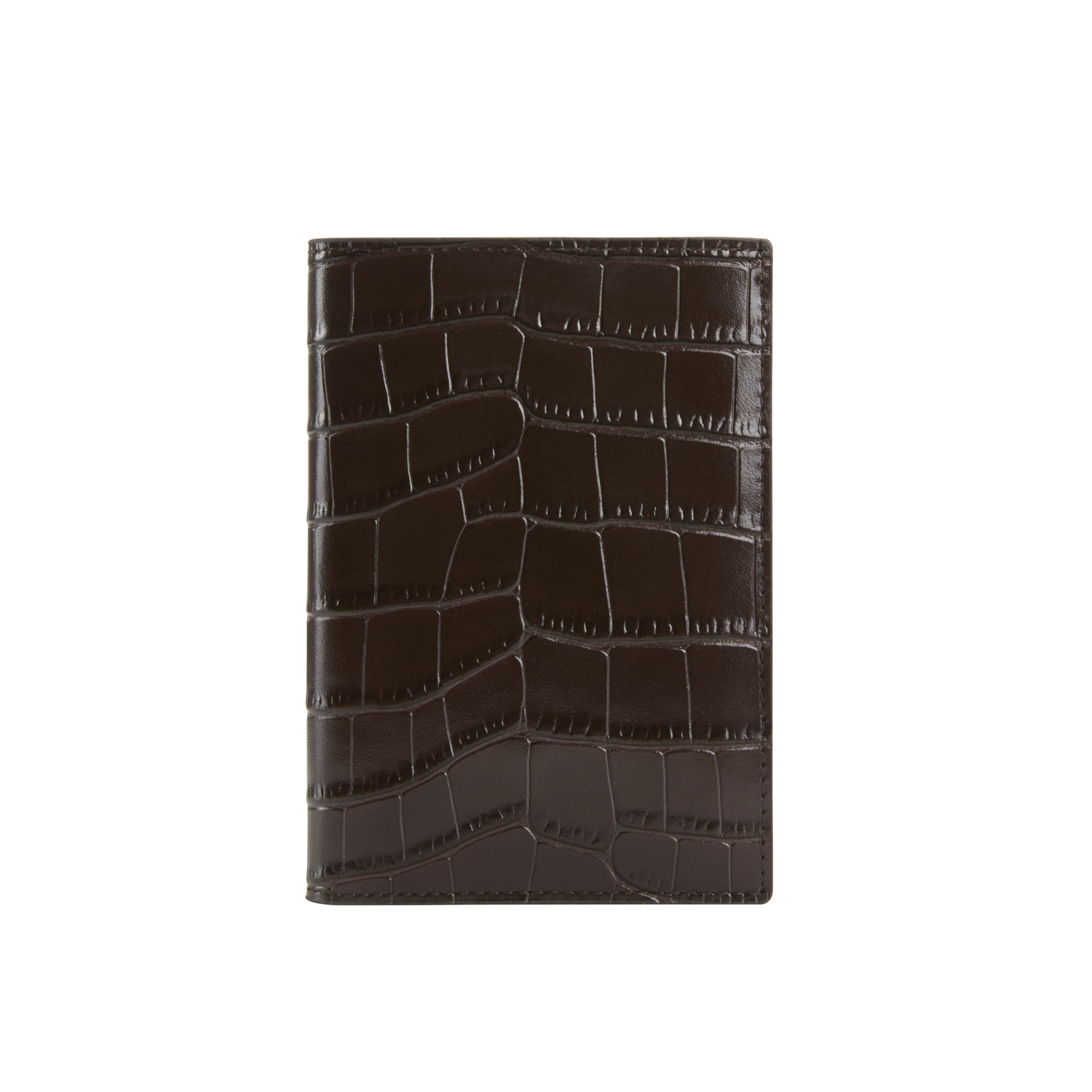 Mocha Croc Embossed Passport Cover Wallet