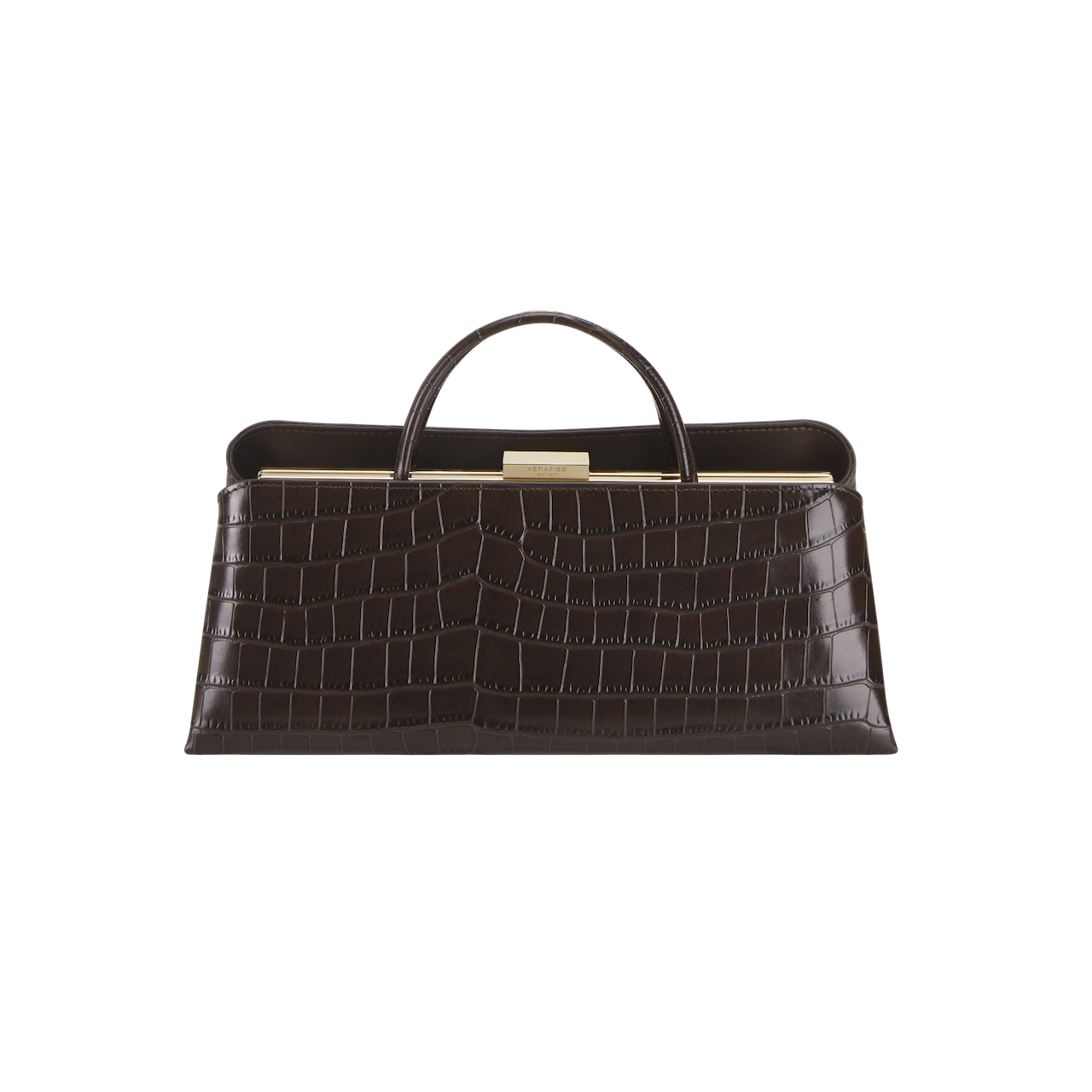 Mocha Croc Éclair Clutch Shoulder Handbag - Verafied New York Mocha Croc Éclair Clutch Shoulder Handbag - Verafied New York