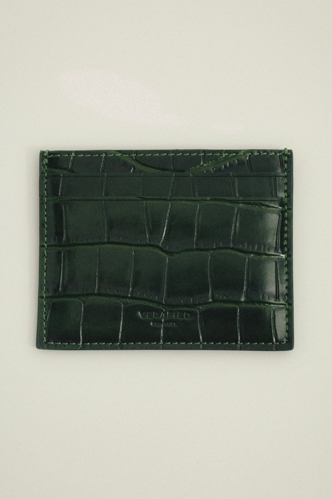 Emerald Croc Embossed Cardholder - Verafied New York