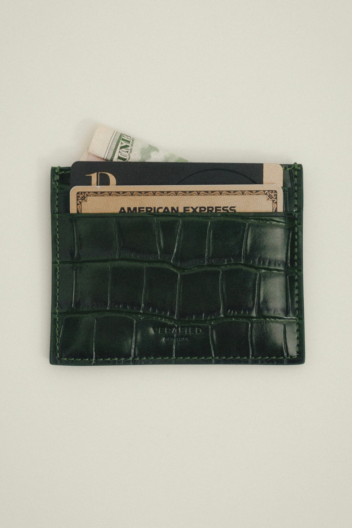 Emerald Croc Embossed Cardholder - Verafied New York