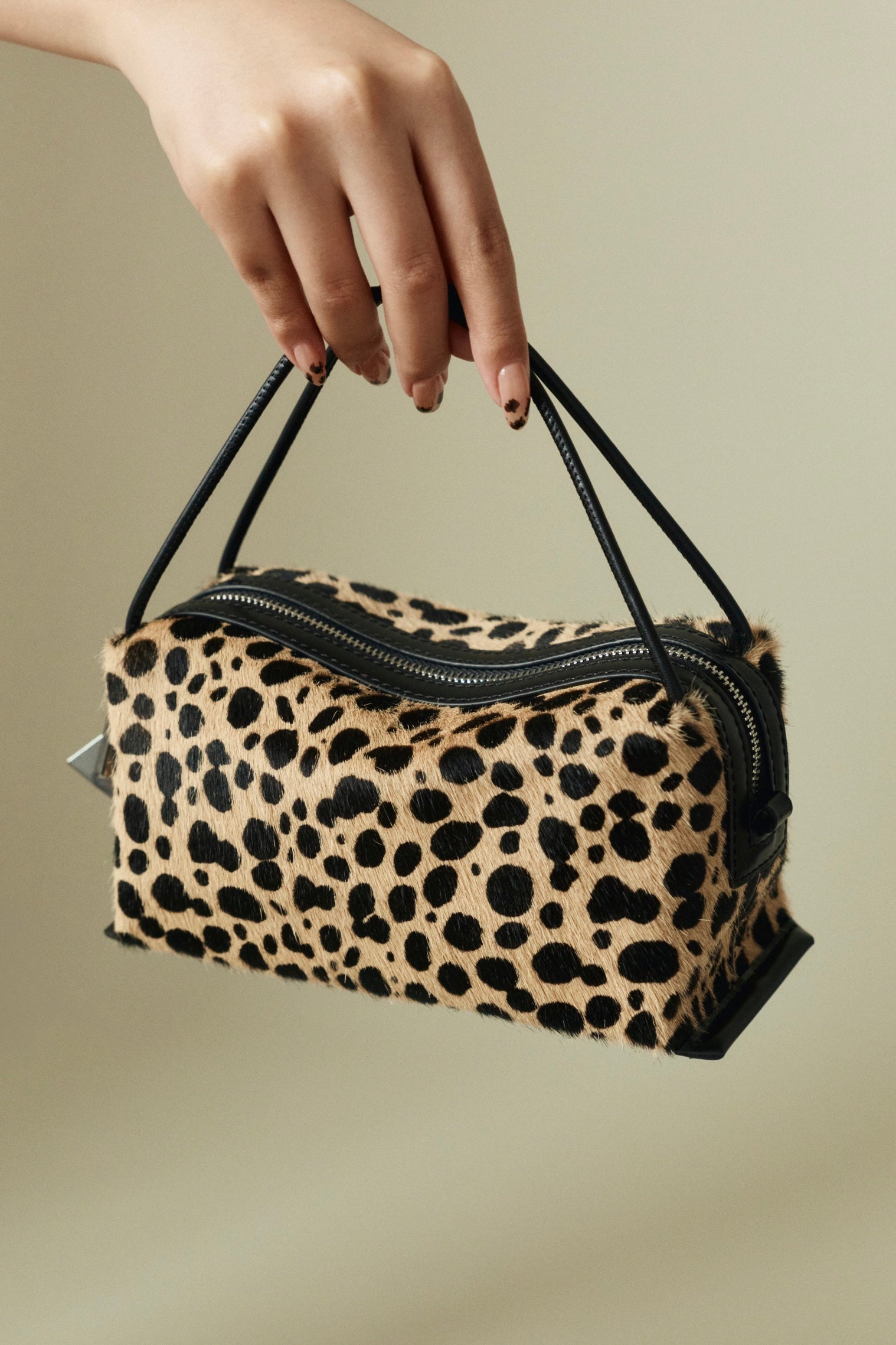 Cheetah Calf Hair Café Mini Handbag - Verafied New York