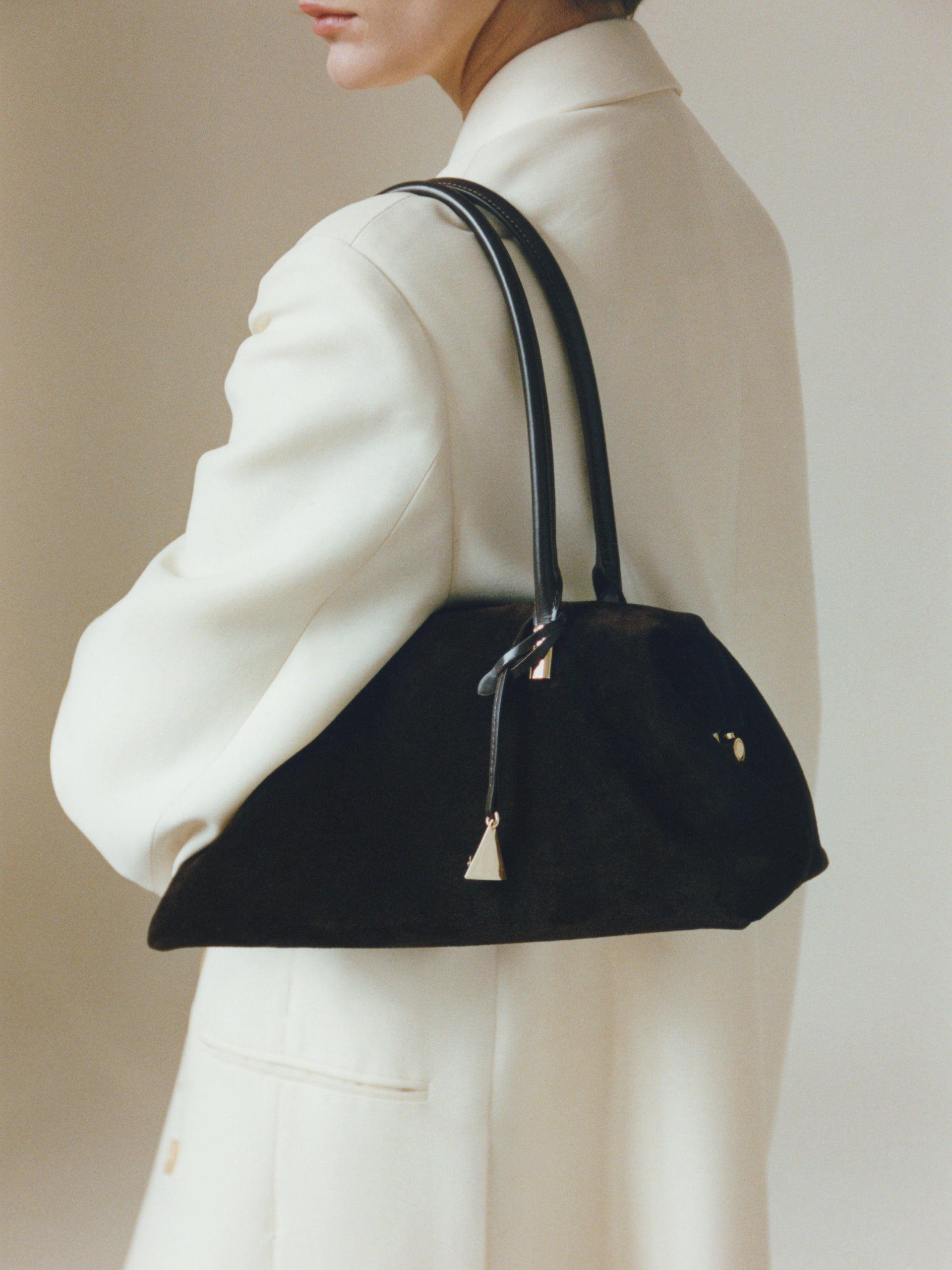 Medium Espresso Suede Club Bag (Pre-Order Only. Will Ship Mid March)