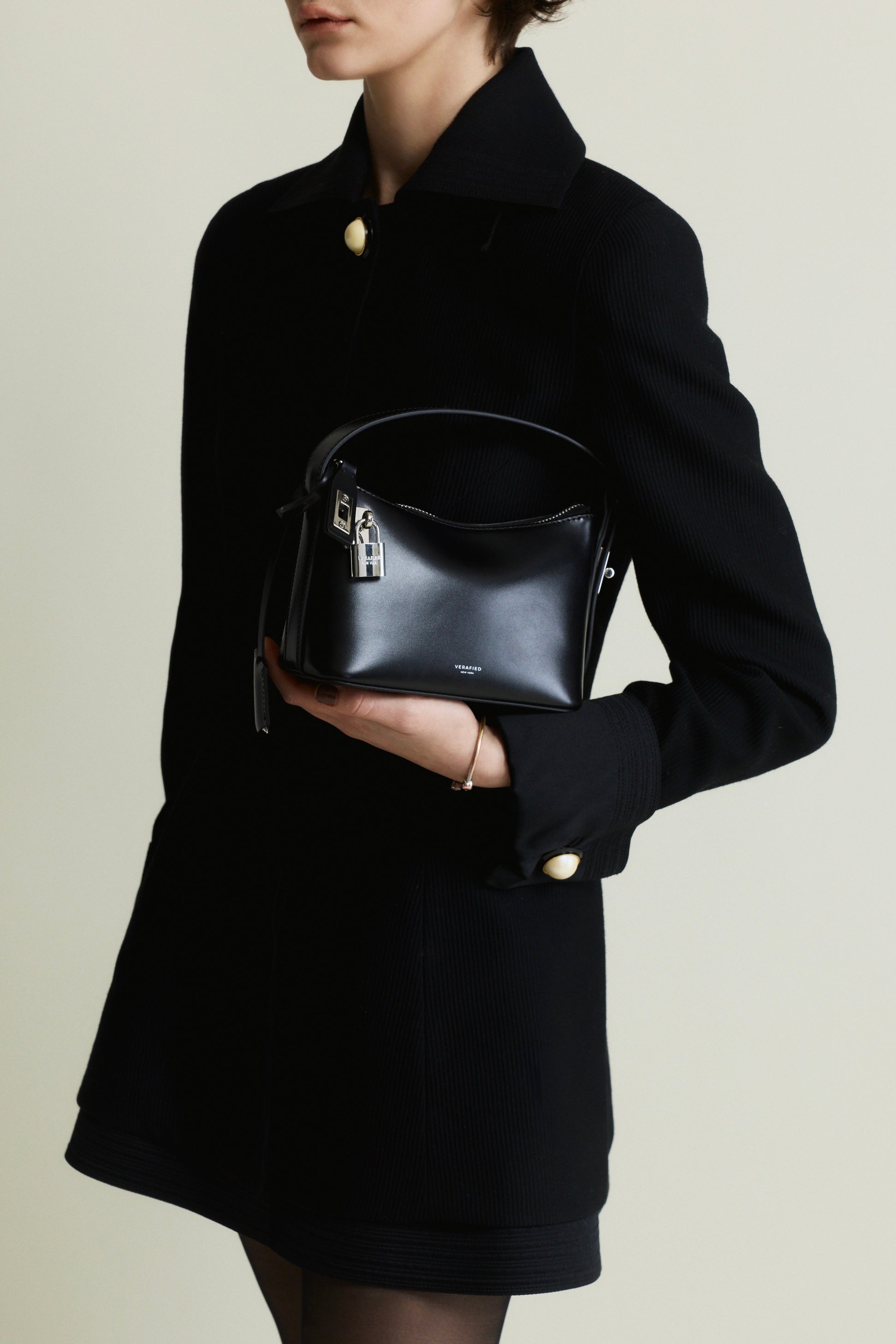 Mini Silver Black Hobo Bag