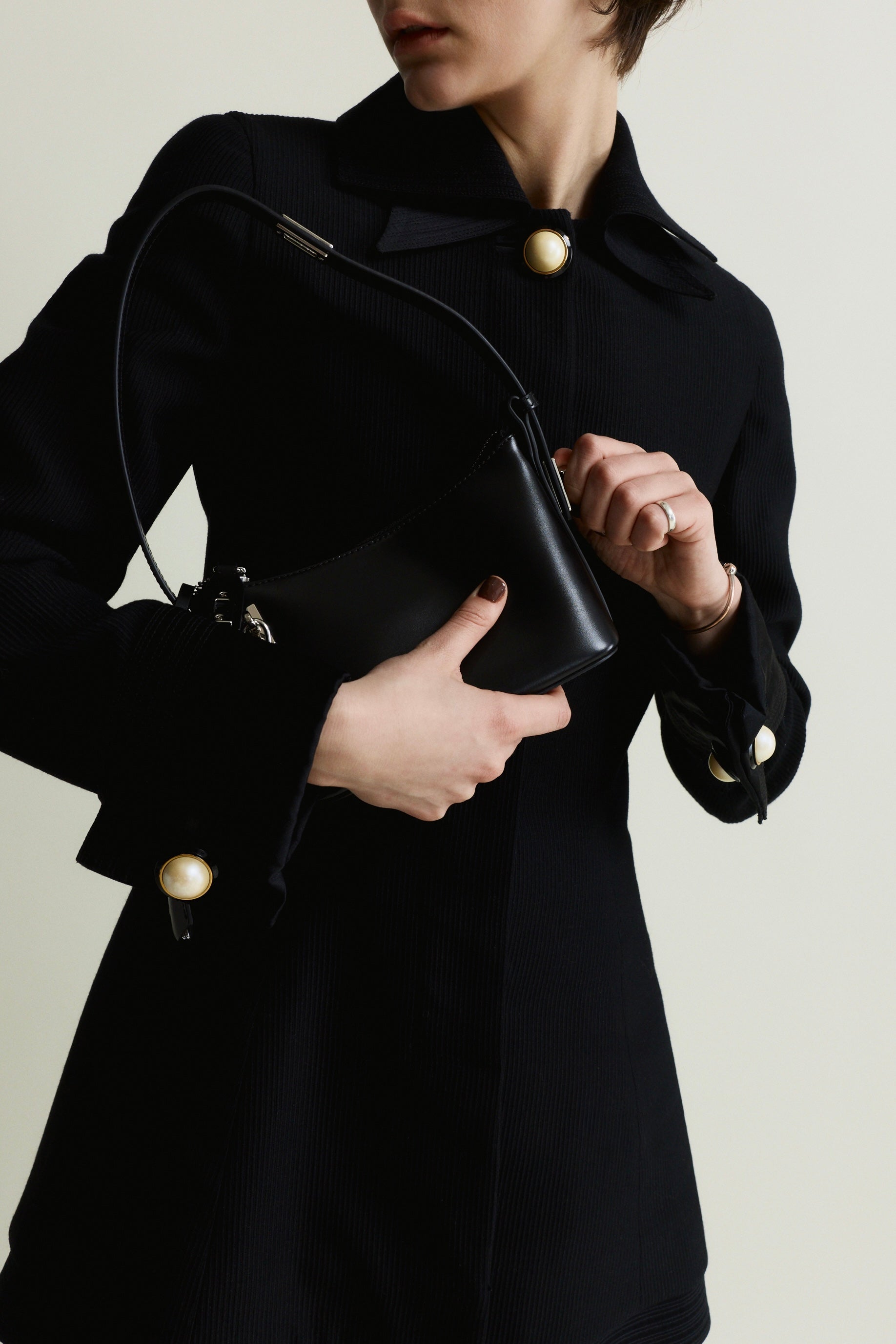 Mini Silver Black Hobo Bag