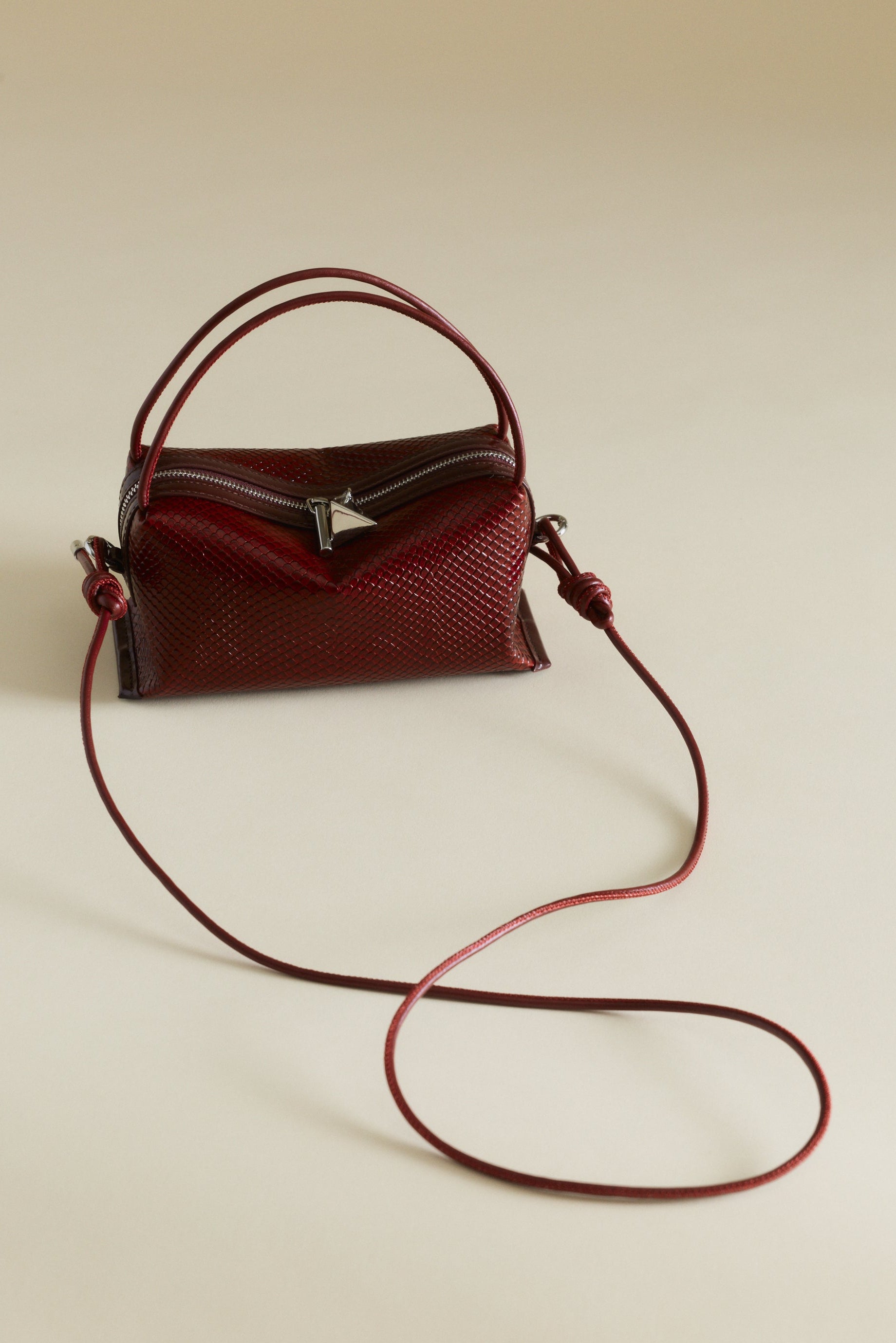 Maroon Python Café Mini Bag: Crossbody Handbag - Verafied New York