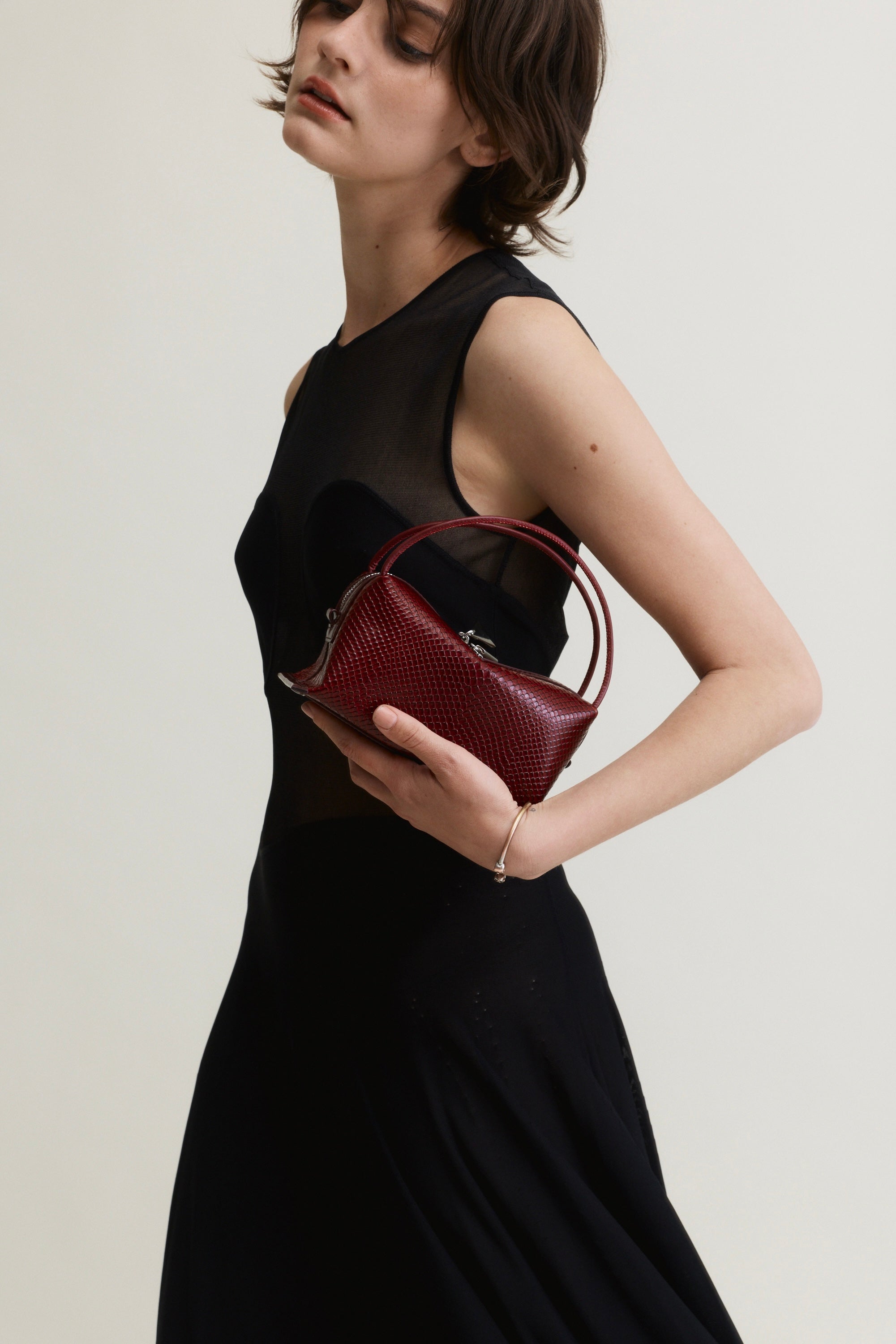 Maroon Python Café Mini Bag: Crossbody Handbag - Verafied New York