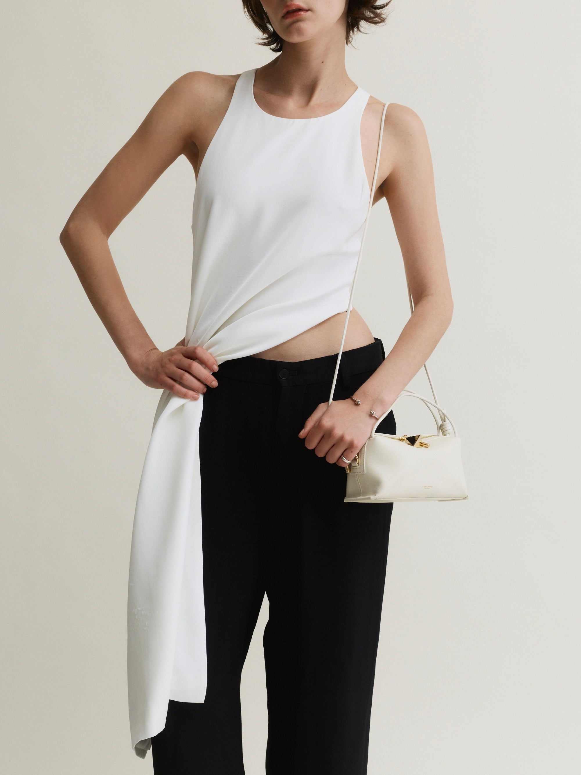 MINIME CROSSCARRYBAG（2COLOR） アイボリーSサイズ Ivory Café Mini Crossbody Handbag - Verafied New York