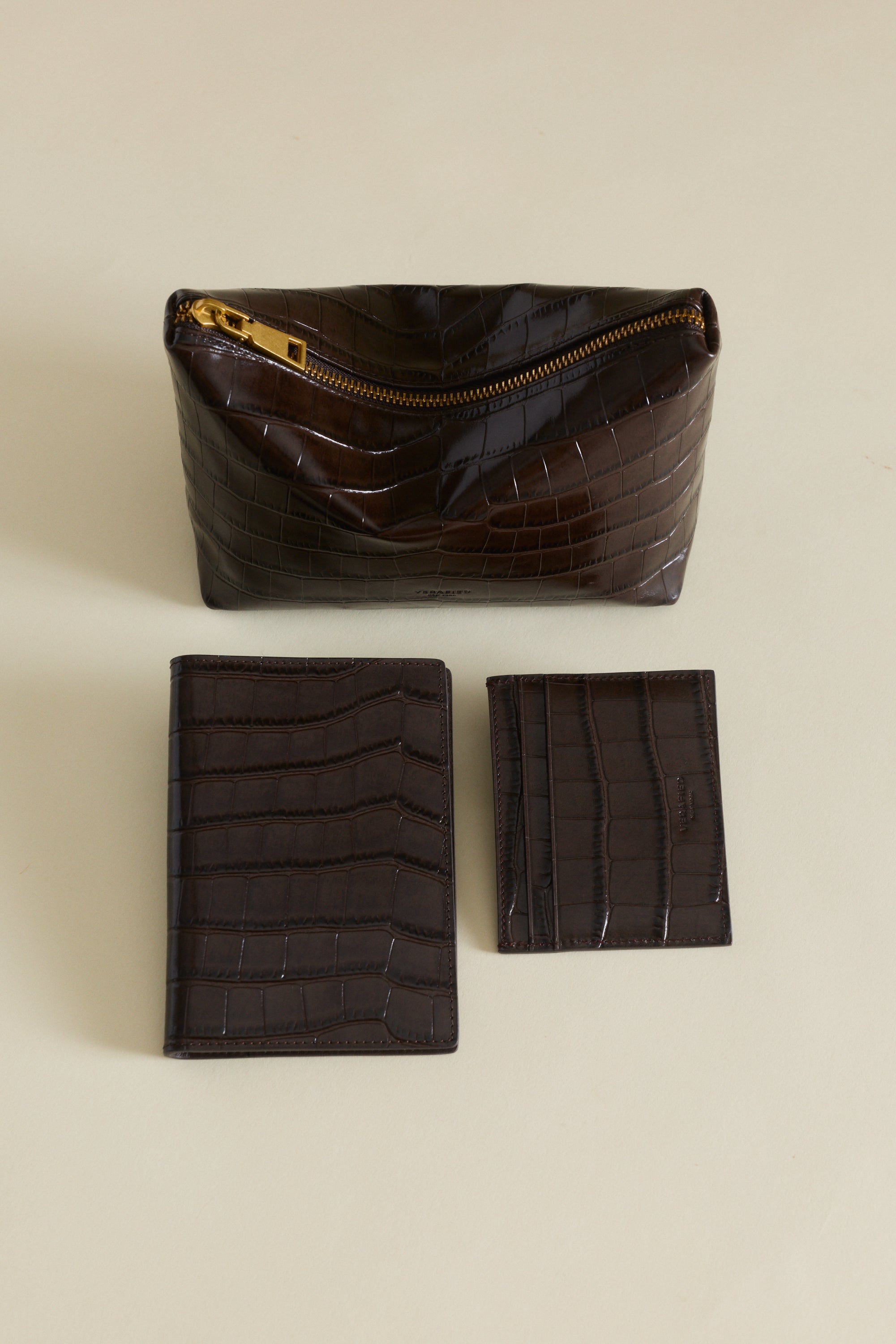 Mocha Croc Embossed Passport Cover Wallet - Verafied New York