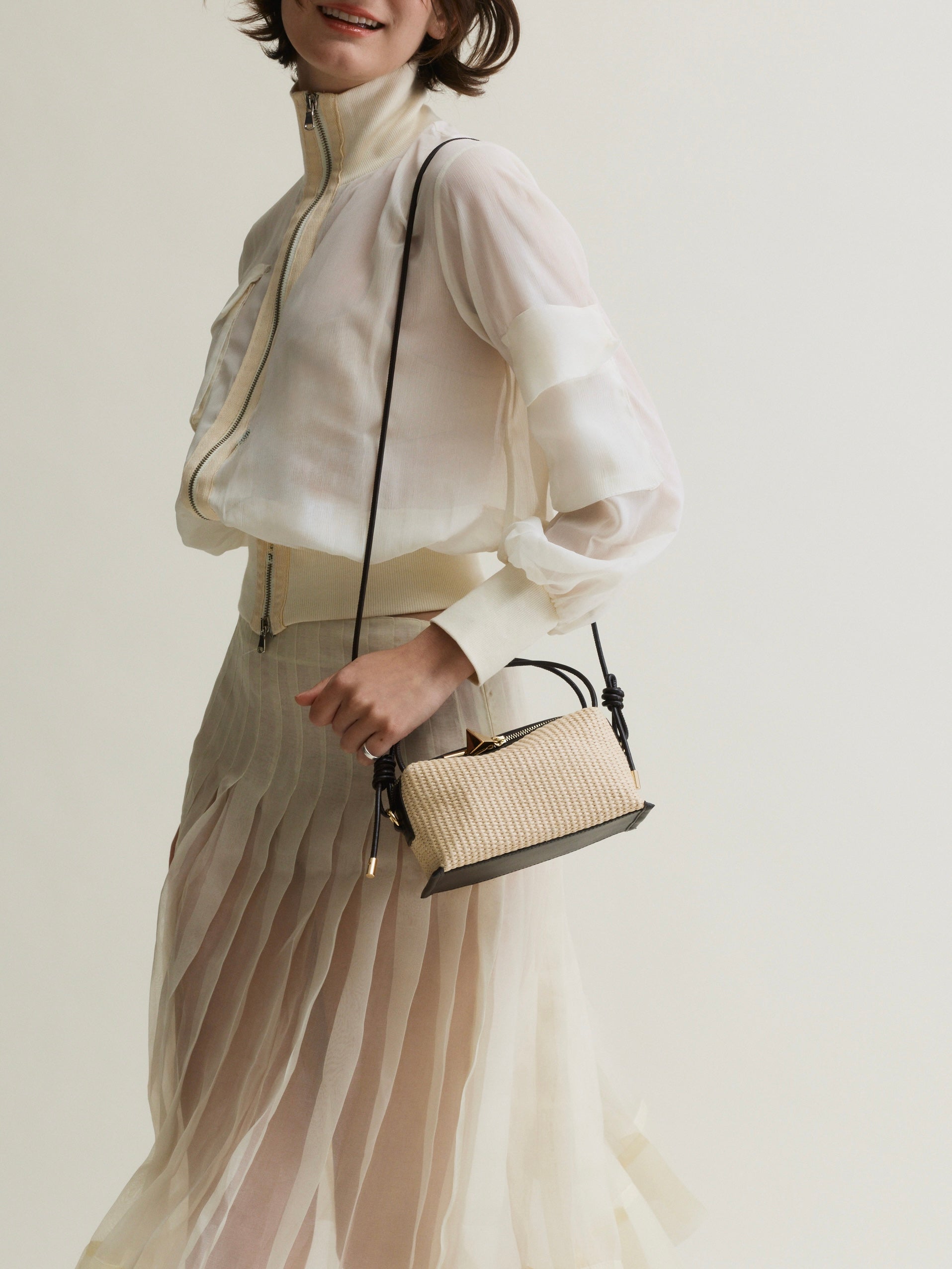 Raffia Café Mini Crossbody Handbag - Verafied New York