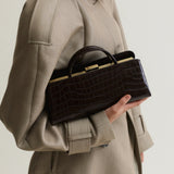 Mocha Croc Éclair Bag