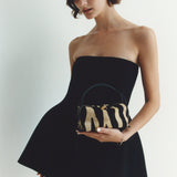 Zebra Calf Hair Café Mini Bag