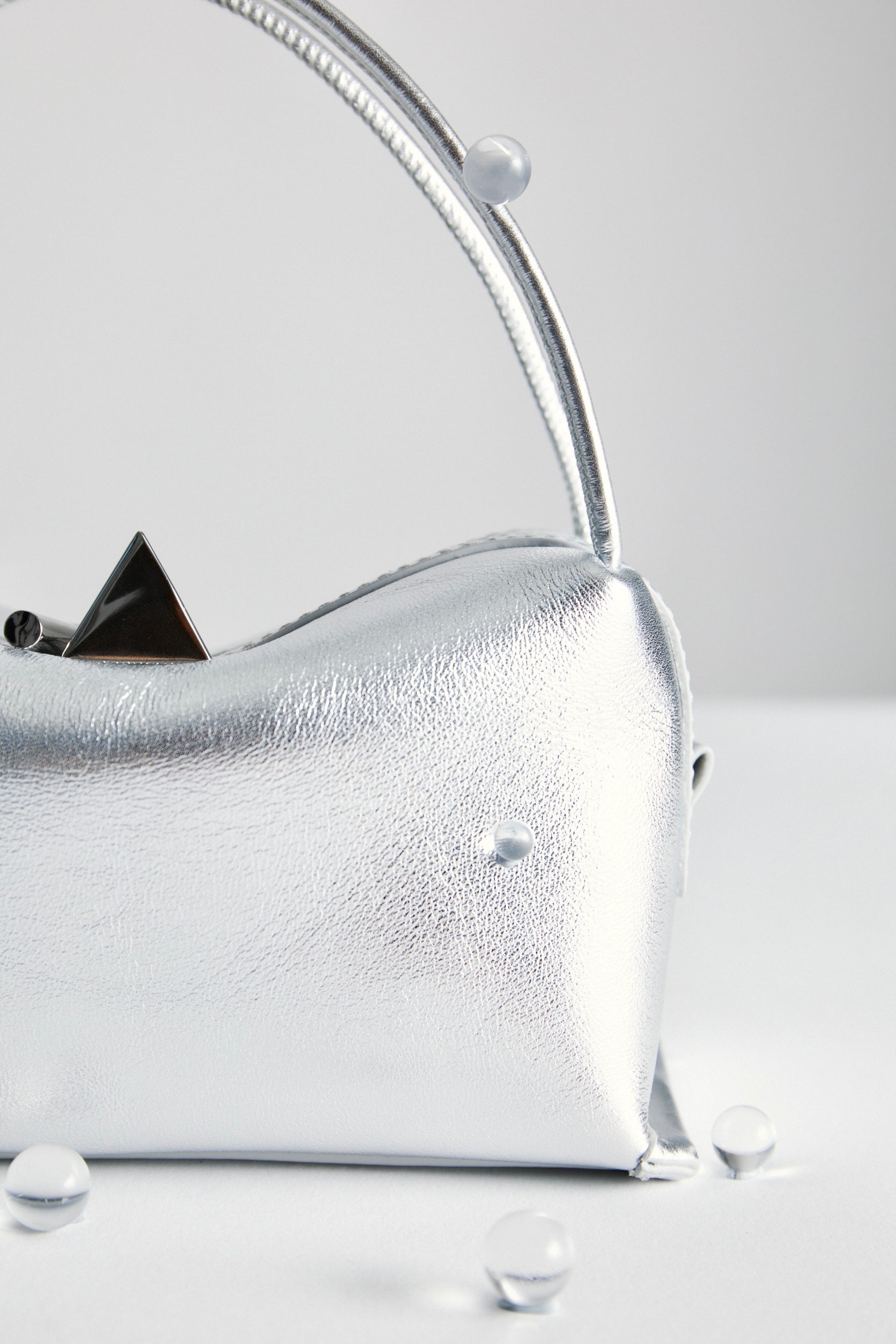 Silver Metallic Café Mini Crossbody Handbag - Verafied New York