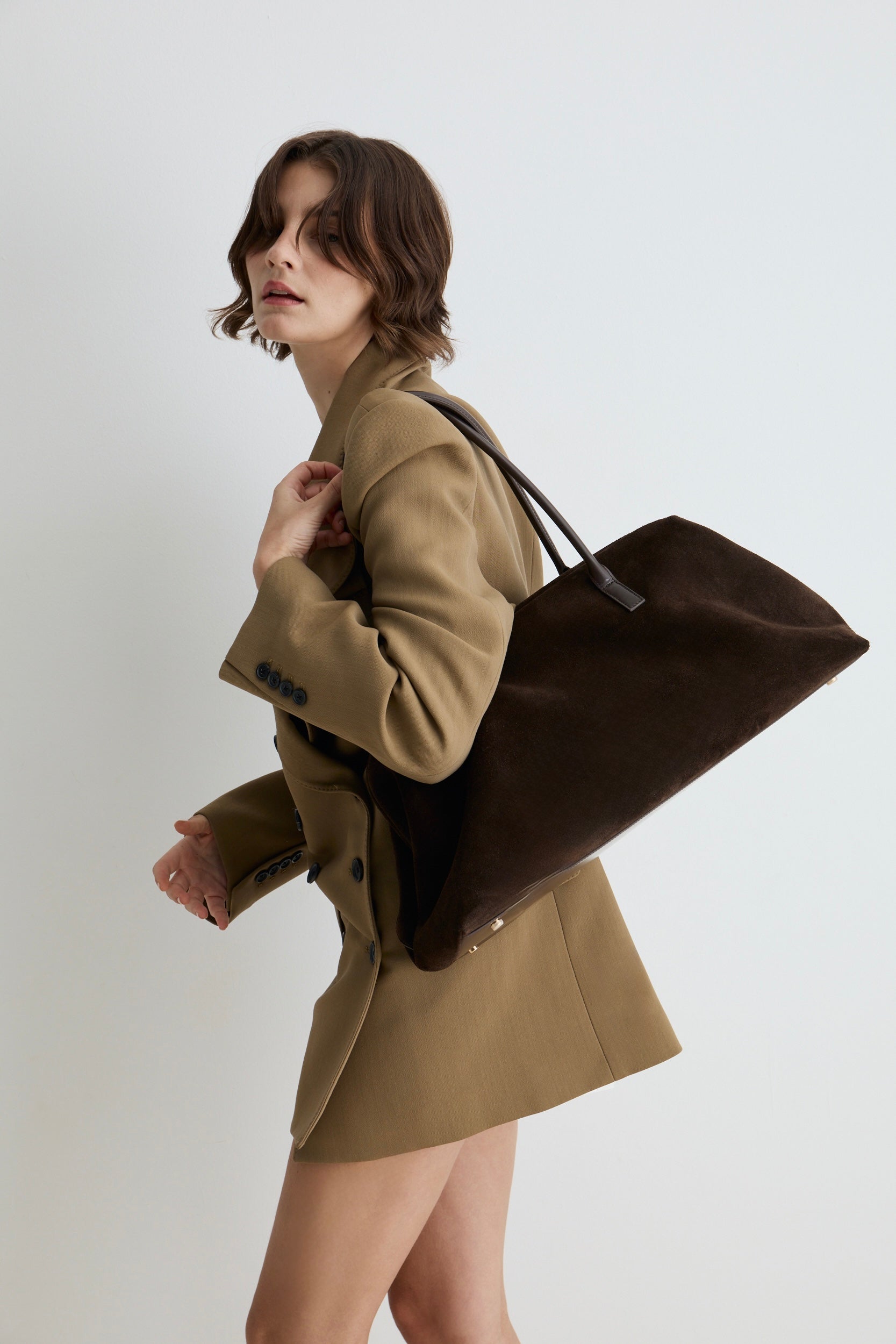 Espresso Suede Club Bag for Everyday Use - Verafied New York