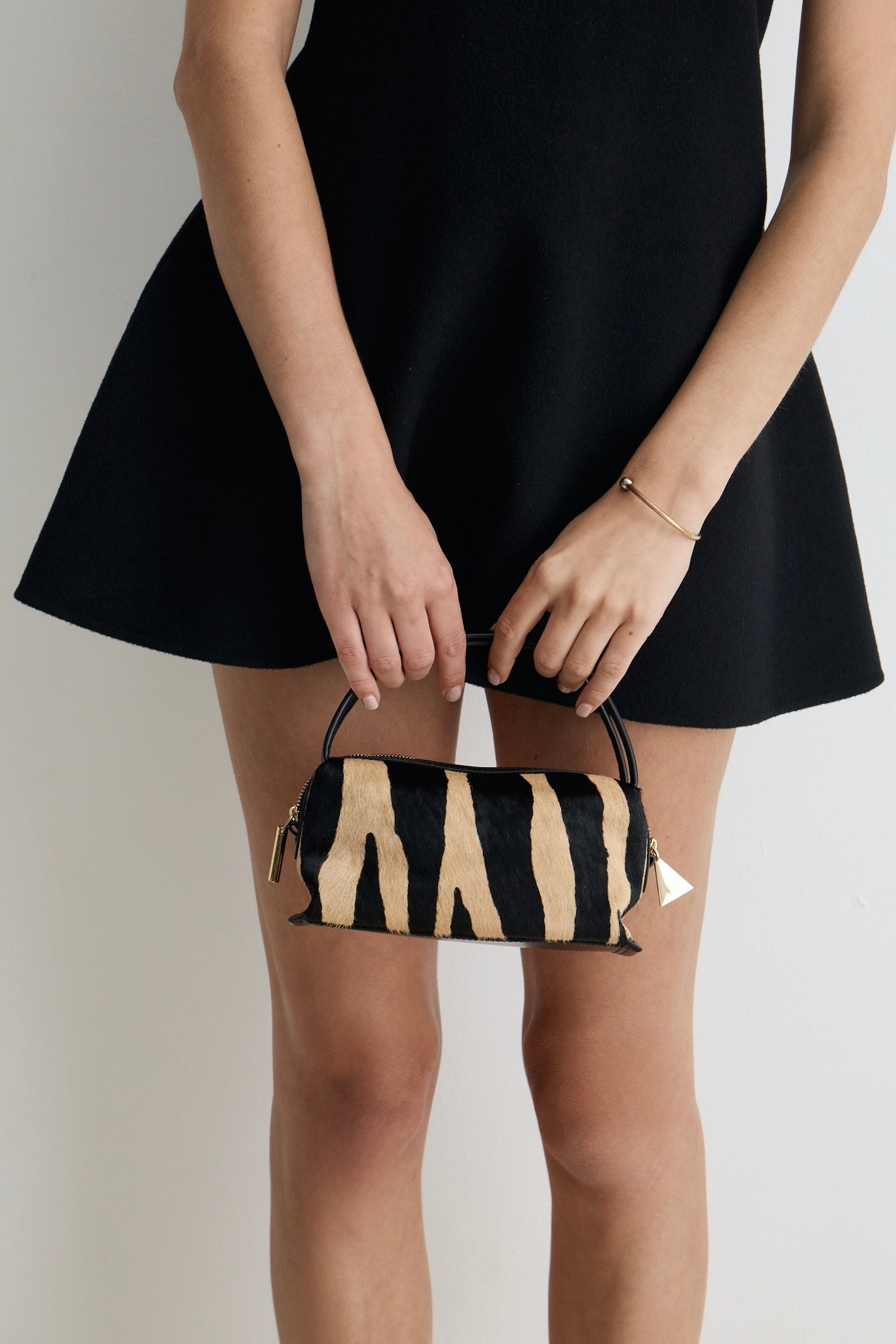 Zebra Calf Hair Café Mini Crossbody Handbag - Verafied New York