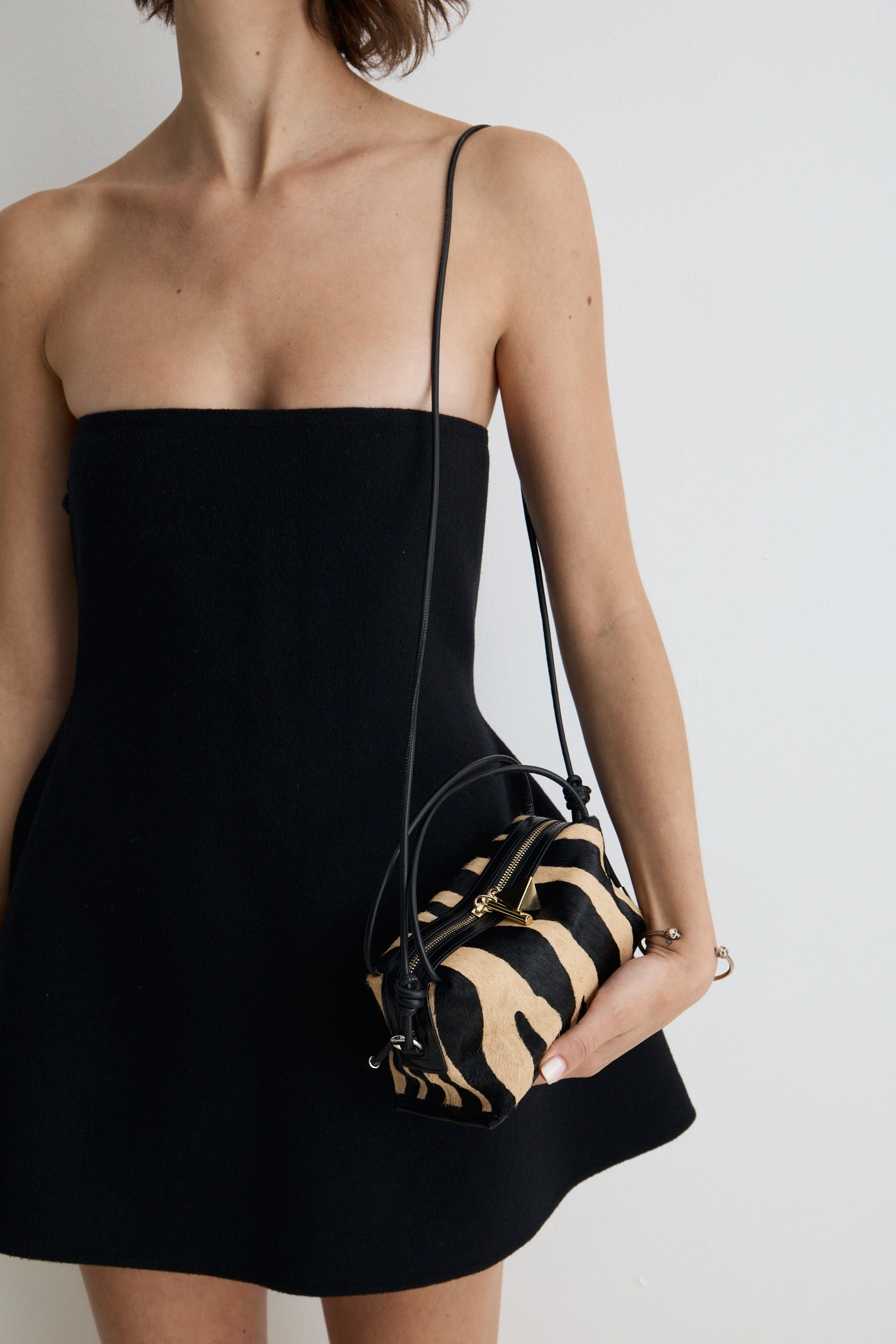 Zebra Calf Hair Café Mini Crossbody Handbag - Verafied New York