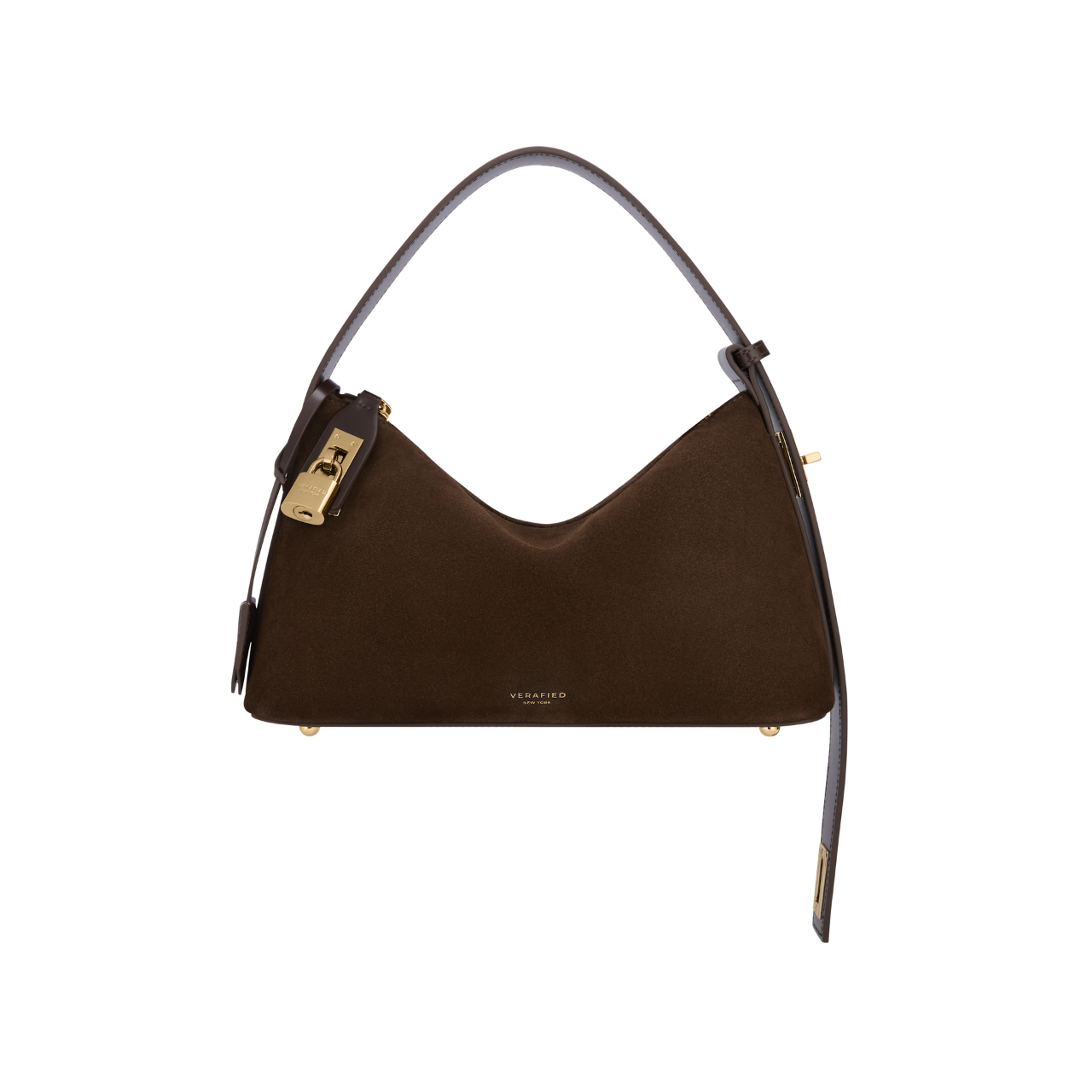 Gold Espresso Suede Hobo Bag