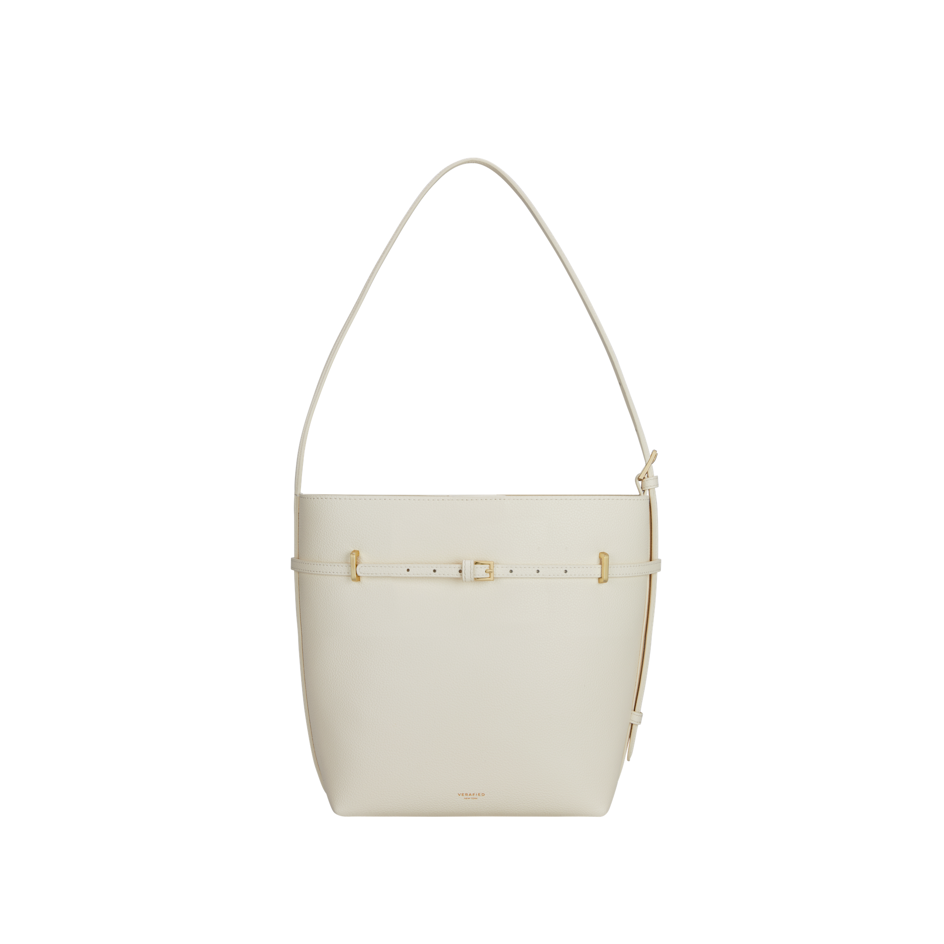 Small Ivory Belted Tote Shoulder Bag 1