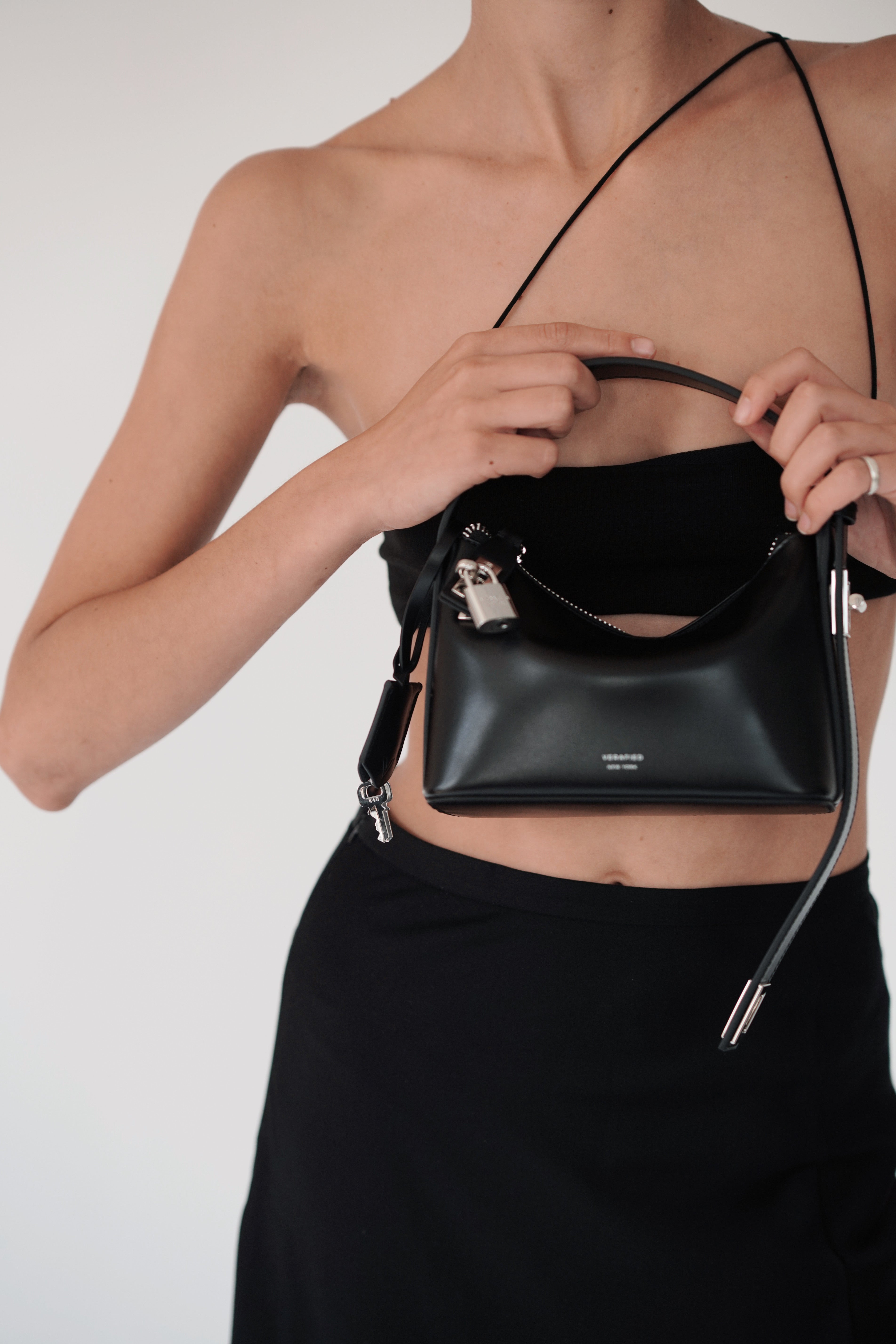 Mini Silver Black Hobo Bag