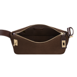 Gold Espresso Suede Hobo Shoulder Handbag inside