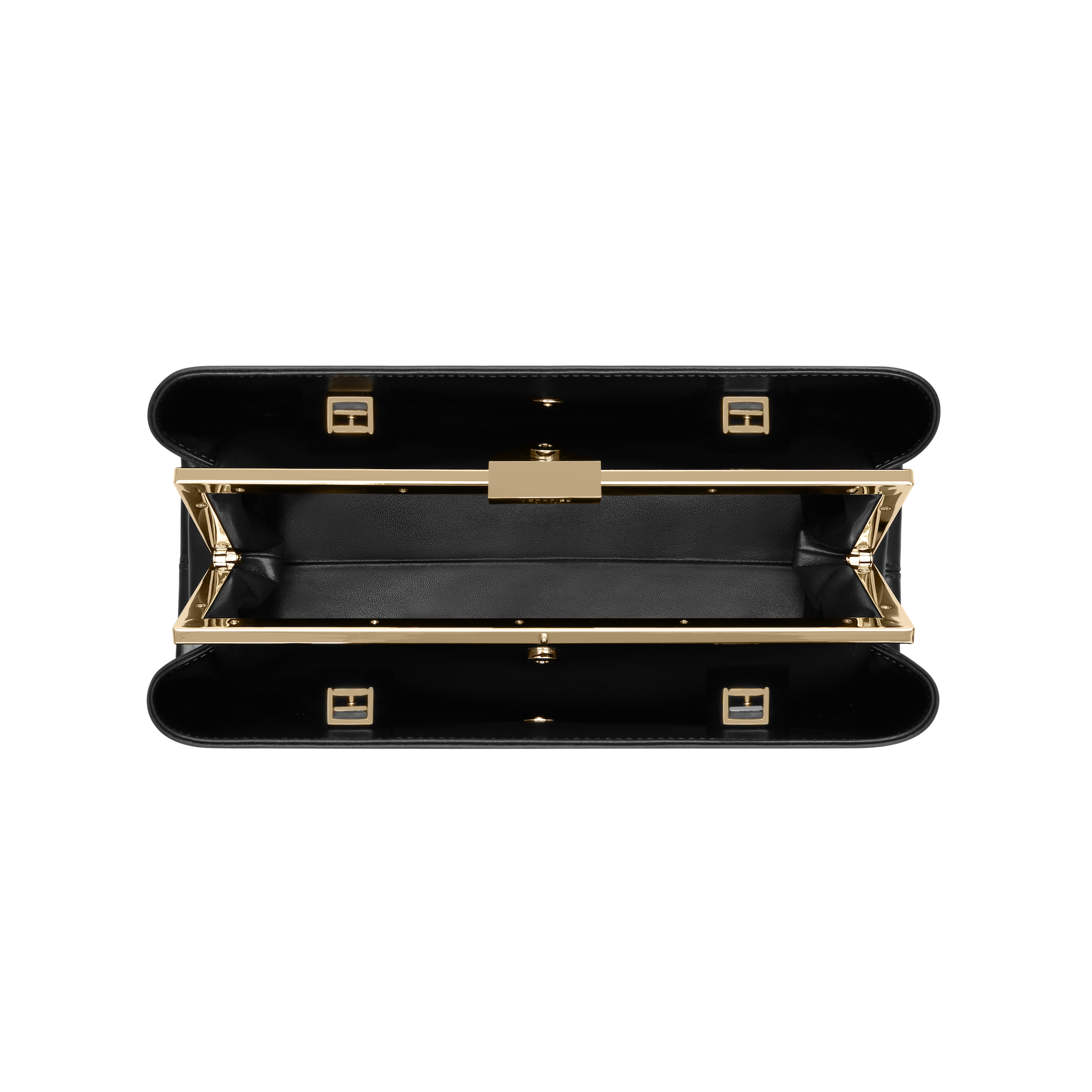 Gold Noir Éclair Clutch Shoulder Handbag (Black) with gold accents on a white background