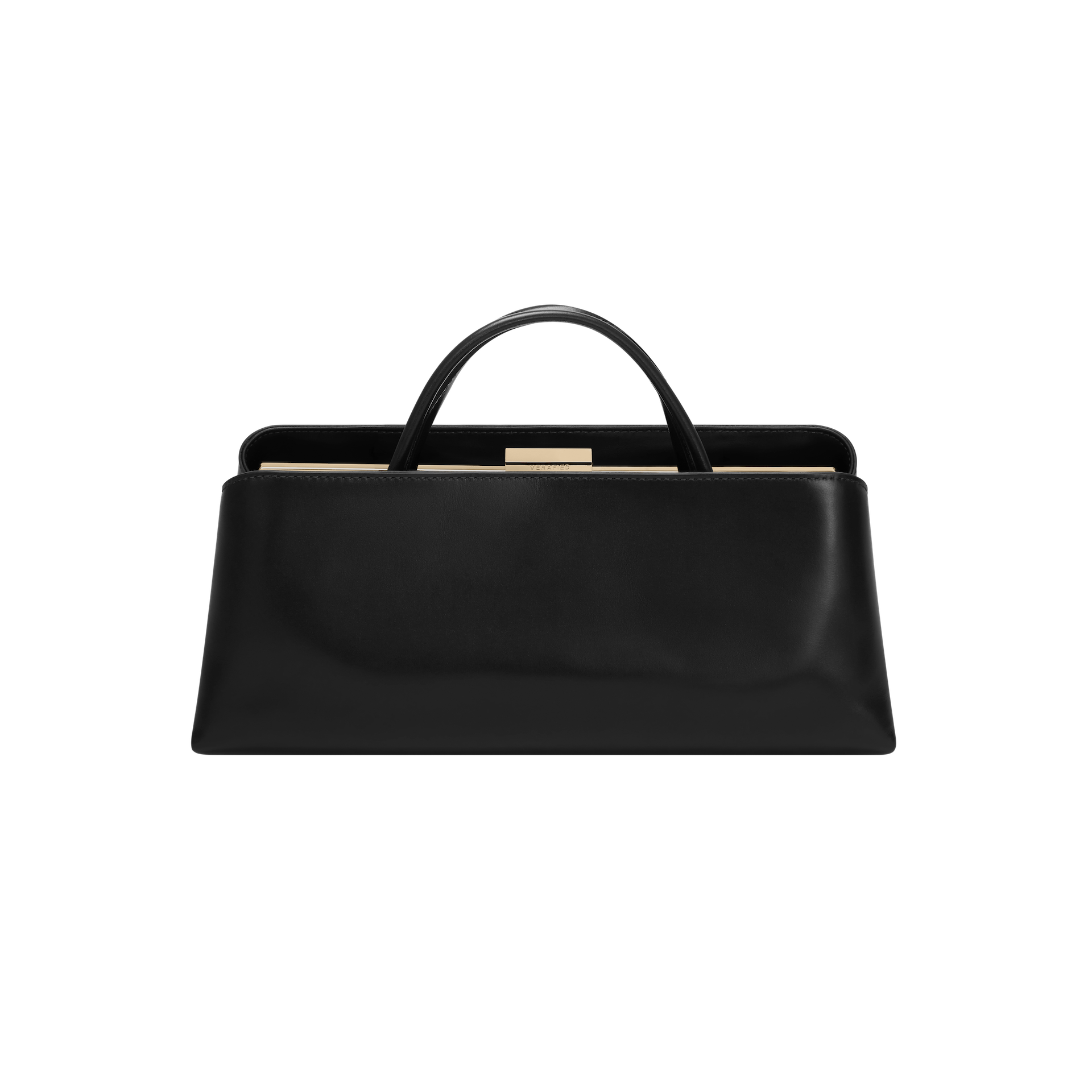Gold Noir Éclair Clutch Shoulder Handbag (Black) with a handle on a white background