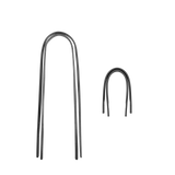 Two metal hooks on a white background