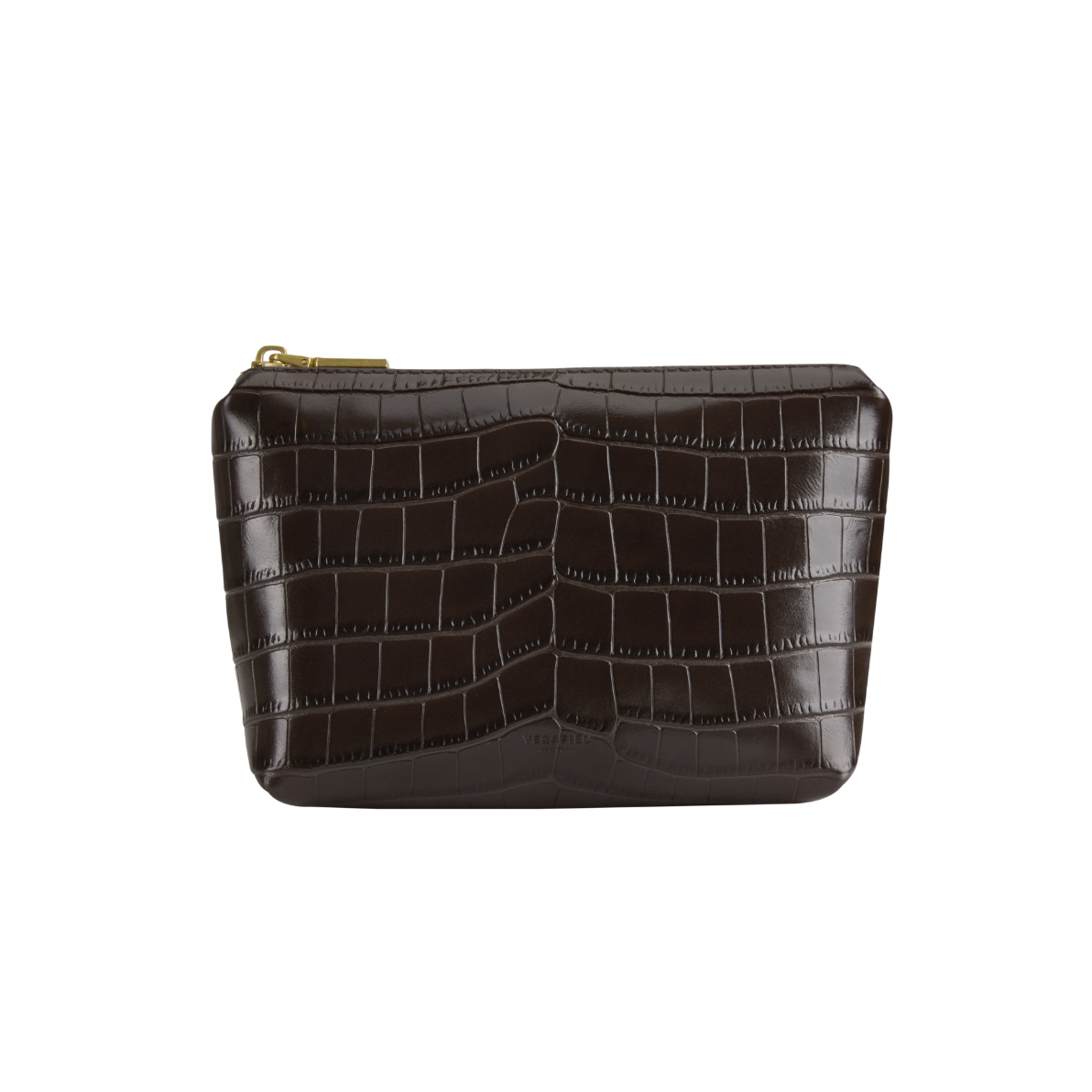 Mocha Croc Makeup Pouch