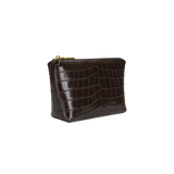 Mocha Croc Makeup Pouch on a white background
