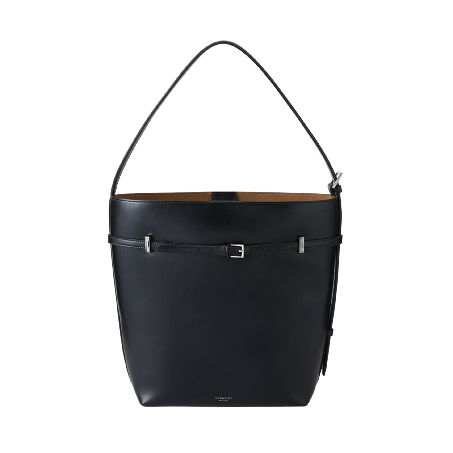 Black Belted Leather Tote Bag - Verafied New York