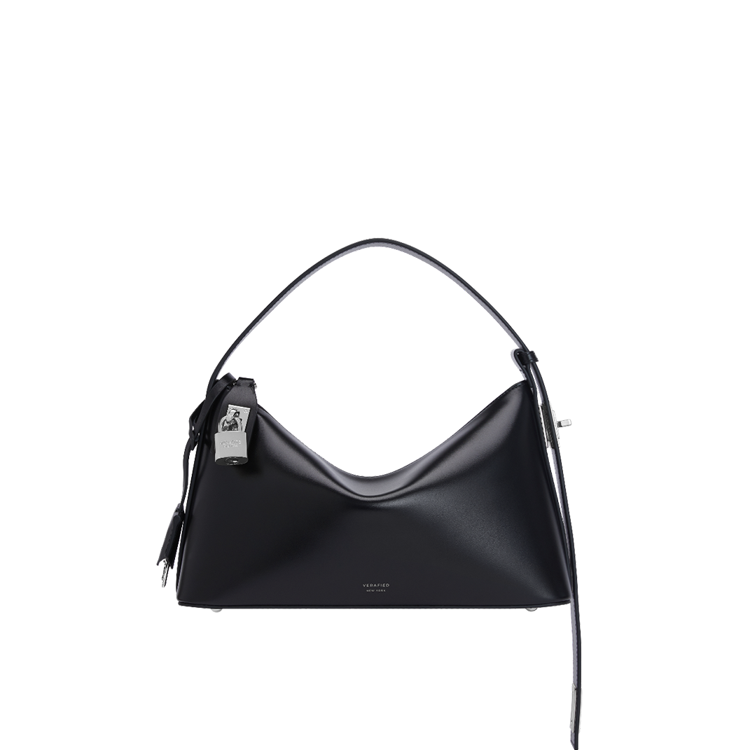 Silver Black Hobo Shoulder Handbag