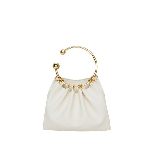 Cream Circle Ring Handle Bag - Verafied New York