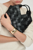 Black Woven Basket Shoulder Handbag - Verafied New York
