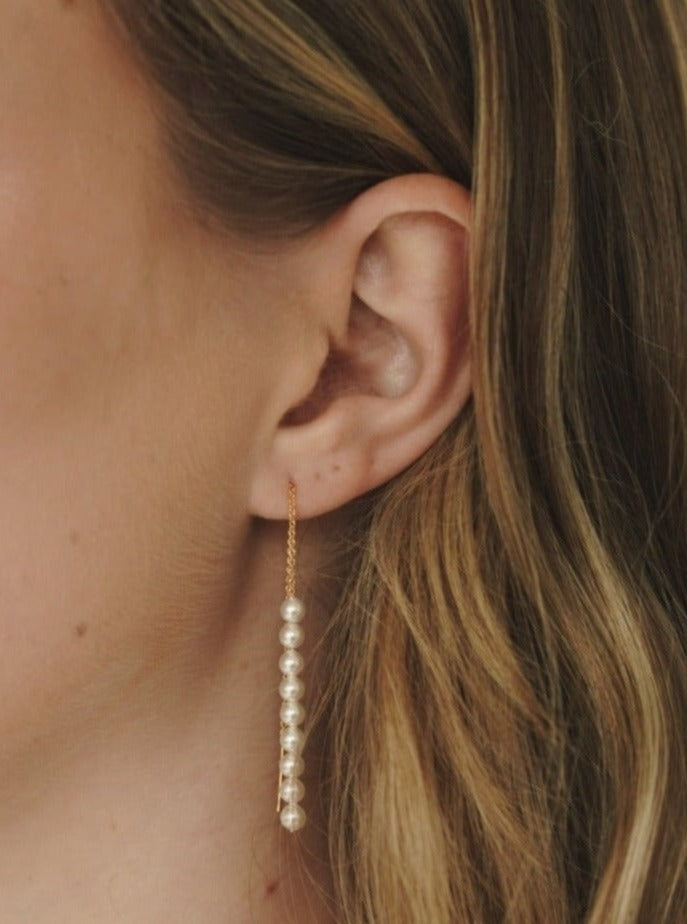 Pearl Drop Threader Earrings
