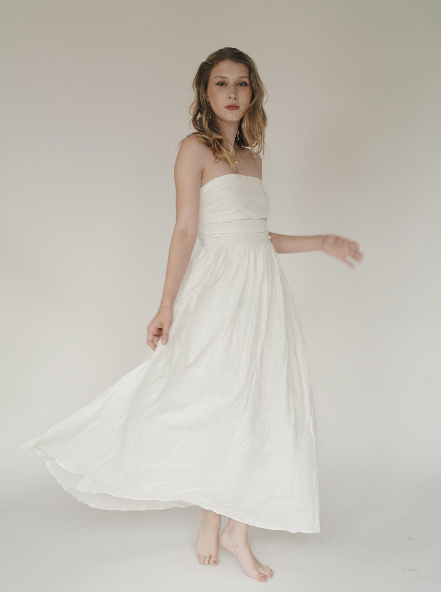 Lovely Destiny White Linen Dress