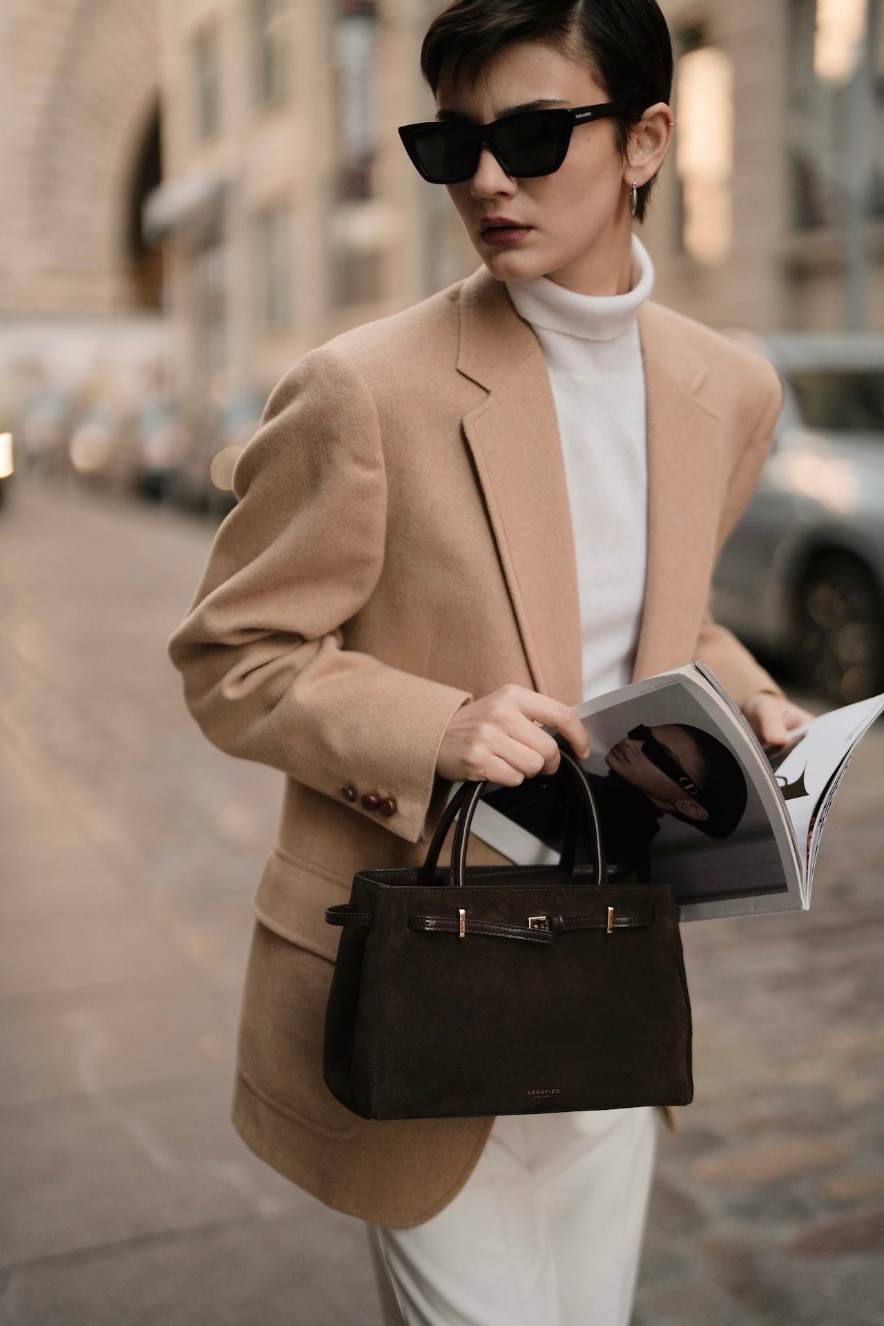 Espresso Suede Book Tote Bag 25 (Pre-Order Only. Will Ship Mid March)