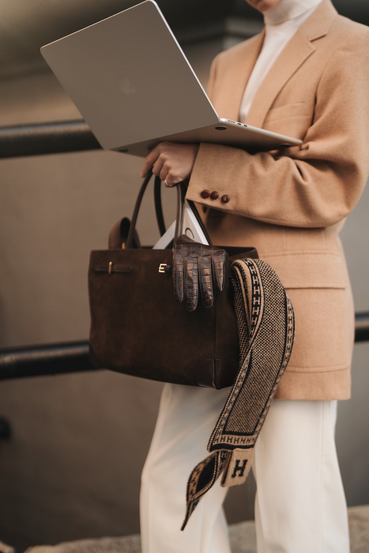 Espresso Suede Book Tote 33