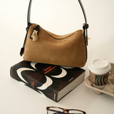 Gold Suede Hobo Bag