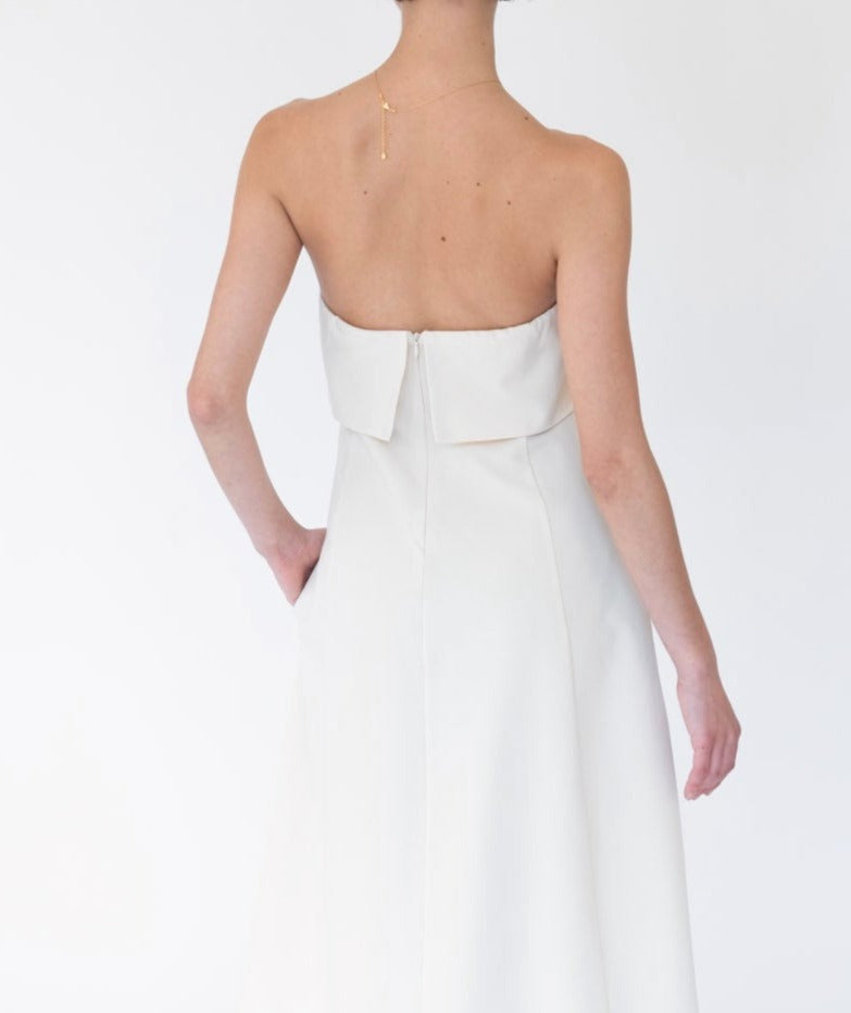 Elégance White Midi Dress