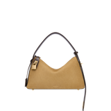 Gold Suede Hobo Shoulder Handbag