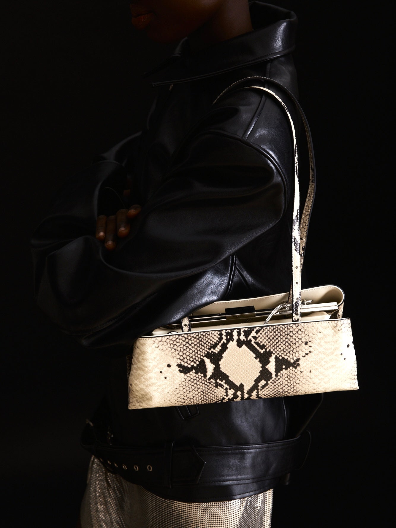 Python Éclair Clutch Shoulder Handbag - Verafied New York