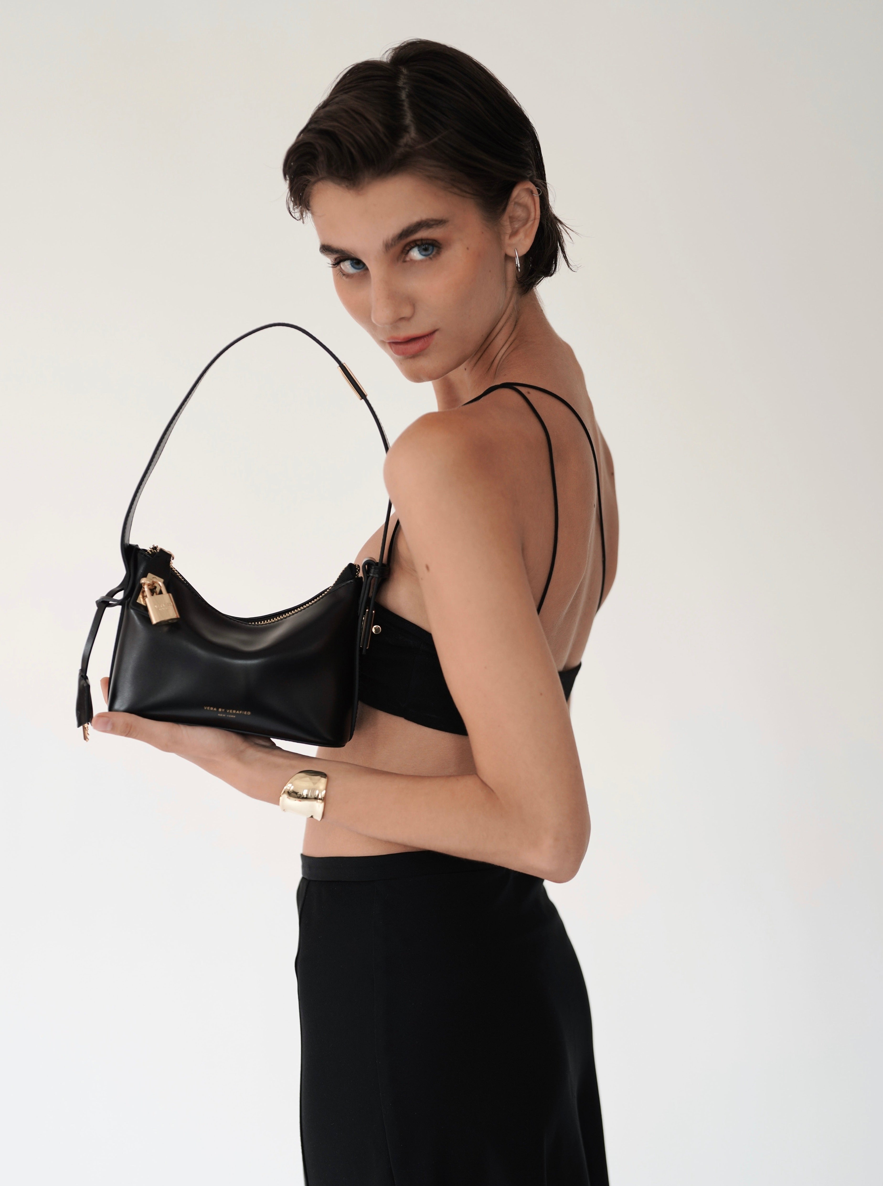 Mini Gold Black Hobo Bag