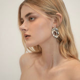 Silver Ripple Hoop Earrings