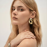 Gold Ripple Hoop Earrings