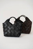 Black Woven Basket Shoulder Handbag - Verafied New York