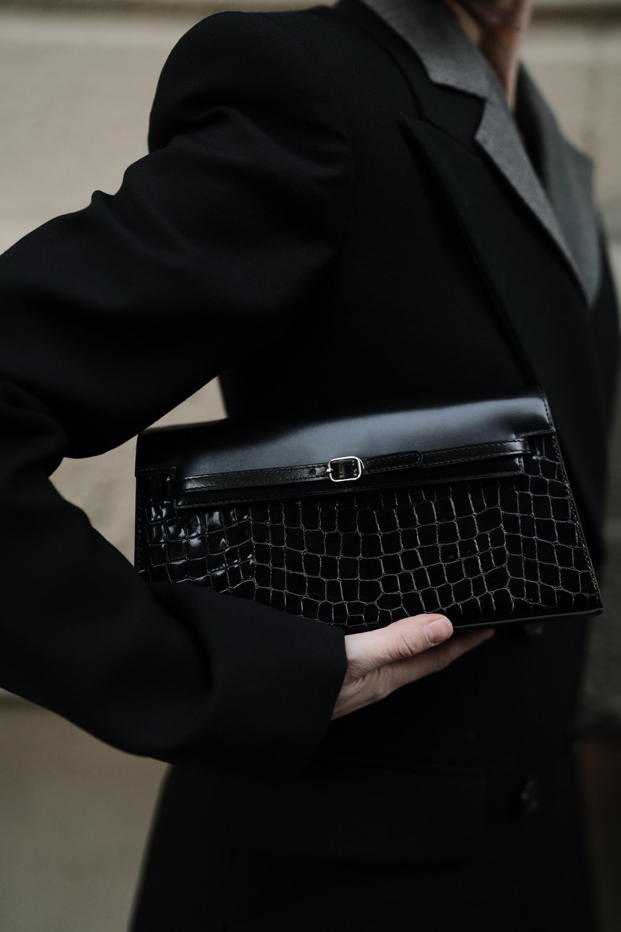 Black Croc Shoulder Bag (Limited Edition. Pre-Order Only.)