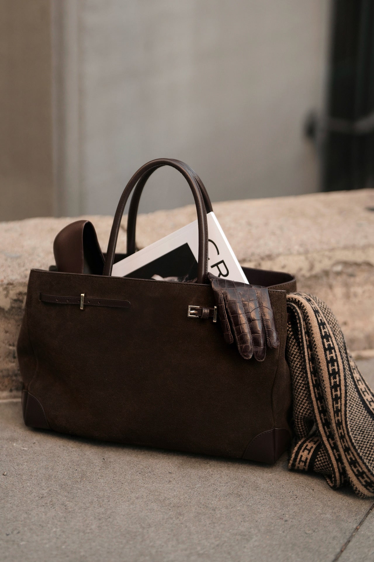 Espresso Suede Book Tote 33