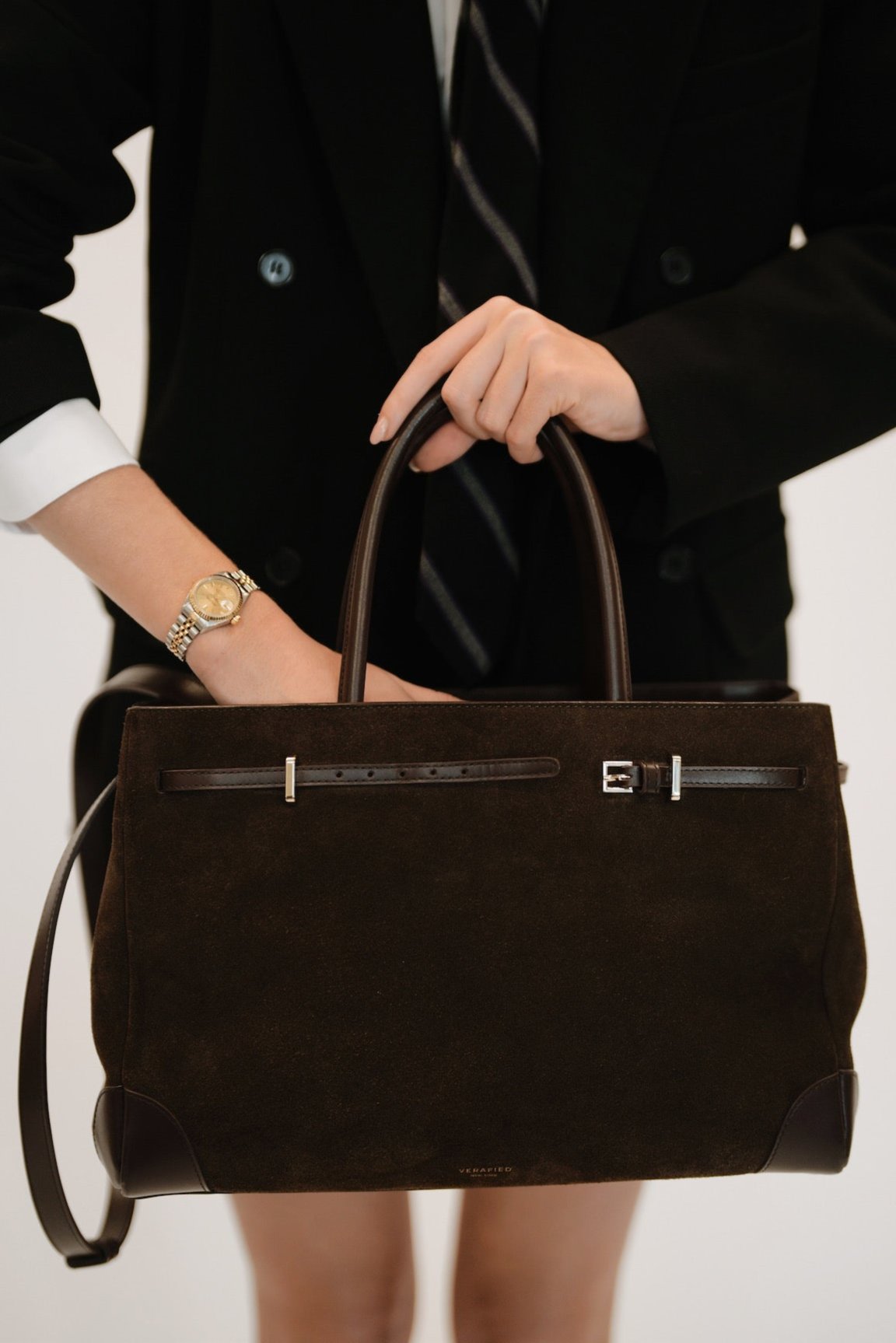 Espresso Suede Book Tote 33