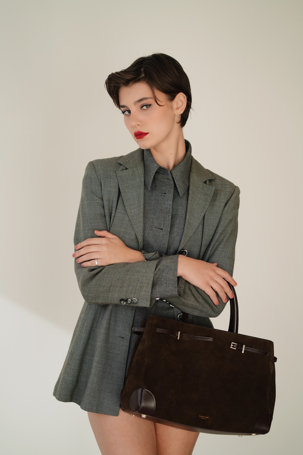 Espresso Suede Book Tote Bag 33 - Verafied New York Espresso Suede Book Tote Bag 33 - Verafied New York